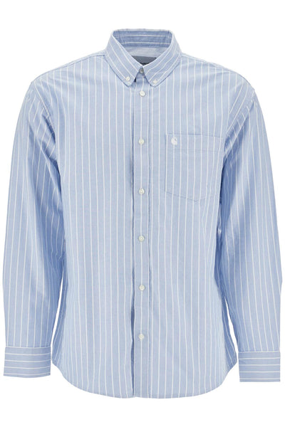 dowlen oxford shirt in I033815 DOWLEN STRIPE, BLEACH / WHITE