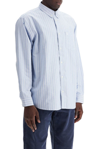 dowlen oxford shirt in I033815 DOWLEN STRIPE, BLEACH / WHITE