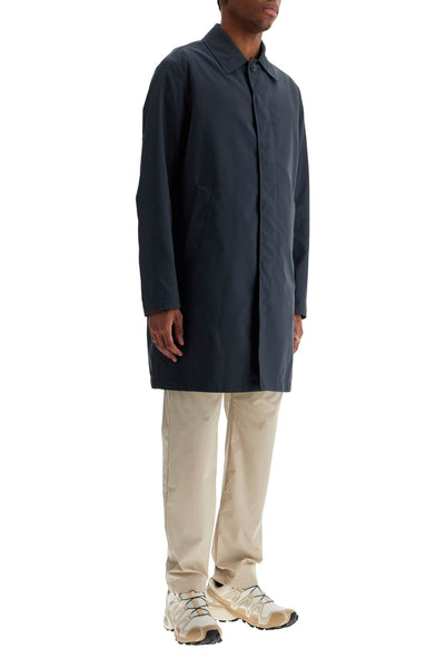 long blue waterproof coat in high-quality polyester with buttons IM000355U 12578Z BLUE