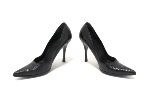 Gucci Black Crocodile Closed Toe Pumps Shoes Size 5.5B