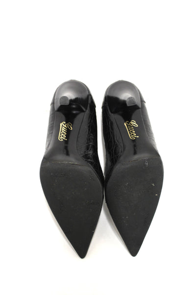 Gucci Black Crocodile Closed Toe Pumps Shoes Size 5.5B