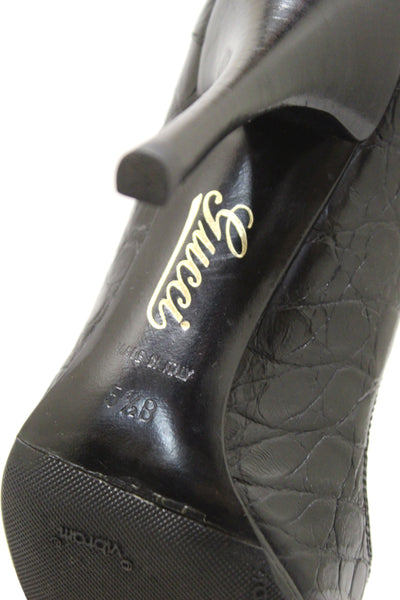 Gucci黑色鱷魚封閉腳趾泵鞋尺寸5.5B