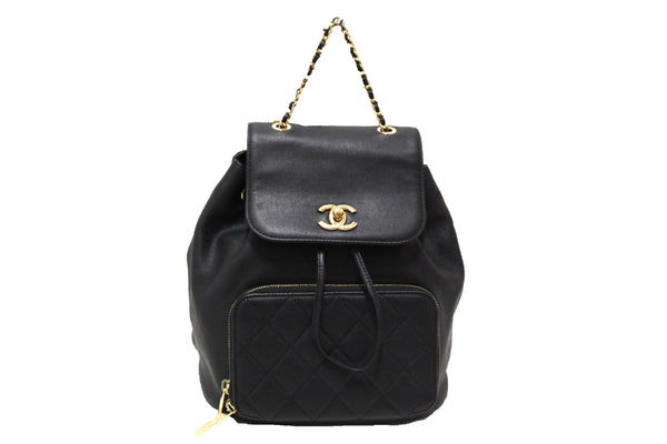 Authentic Chanel Black Caviar Leather Business Affinity Backpack