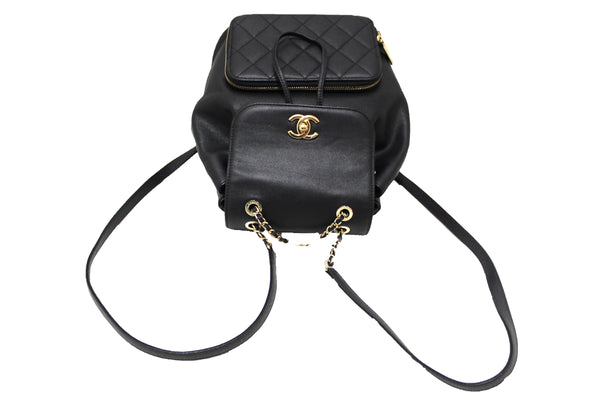 Authentic Chanel Black Caviar Leather Business Affinity Backpack