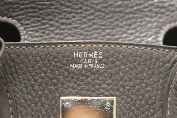 Hermes Brown Togo Leather and Toile Canvas Birkin 30 Bag