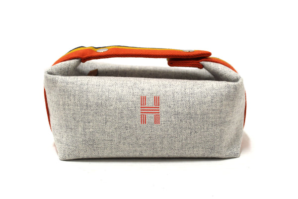 Hermes Grey Wool Small Bride-A-Brac Pouch Gris Flanelle Case