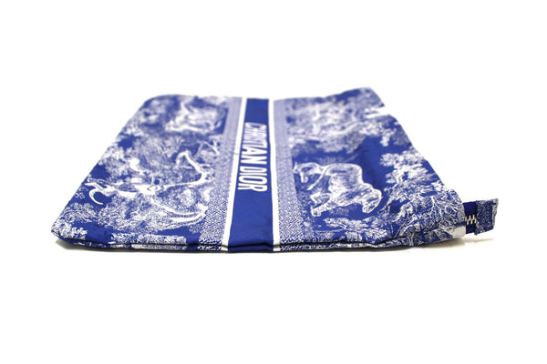 NEW Christian Dior Blue Toile de Jouy Reverse Technical Fabric DiorTravel Zipped Pouch