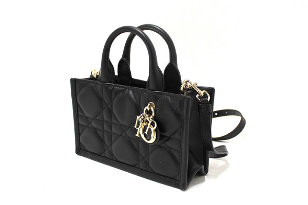 Christian Dior Black Calfksin Macrocannage Mini Book Tote