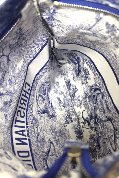 NEW Christian Dior Blue Toile de Jouy Reverse Technical Fabric DiorTravel Zipped Pouch