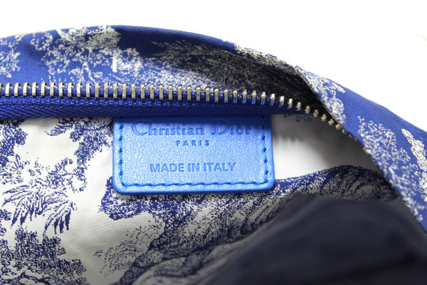NEW Christian Dior Blue Toile de Jouy Reverse Technical Fabric DiorTravel Zipped Pouch