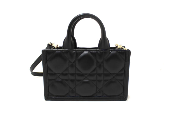 Christian Dior Black Calfksin Macrocannage Mini Book Tote