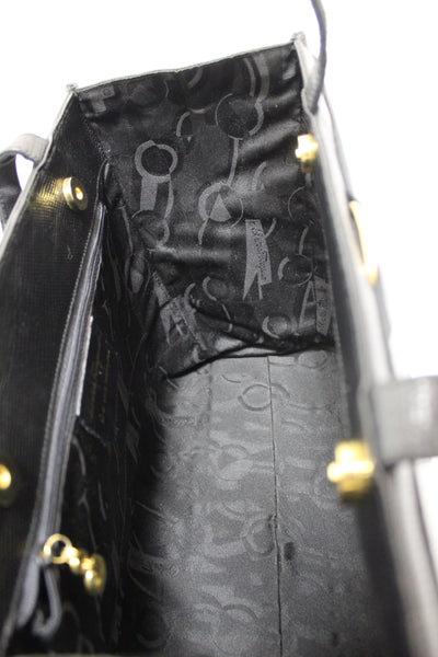 Salvatore Ferragamo Vintage Black Leather Vala Tote Bag