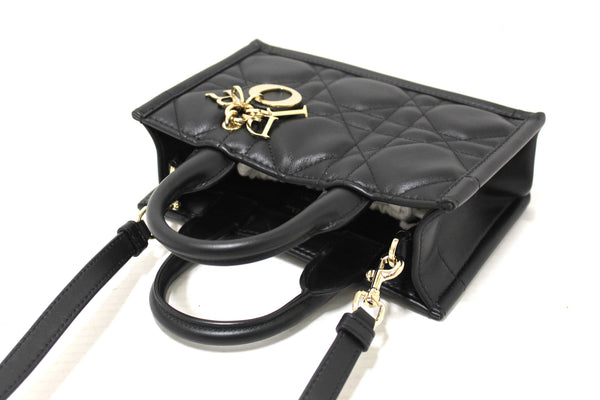 Christian Dior Black Calfksin Macrocannage Mini Book Tote