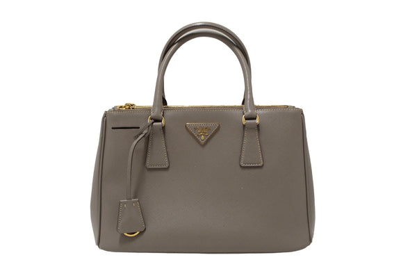 Prada Grey Saffiano Lux Leather Galleria Medium Tote Bag