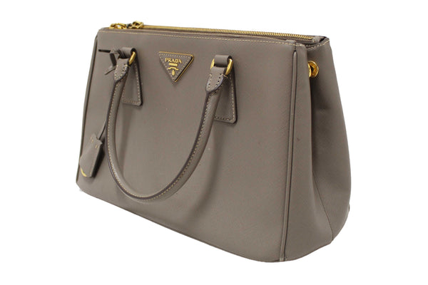 Prada Grey Saffiano Lux Leather Galleria Medium Tote Bag