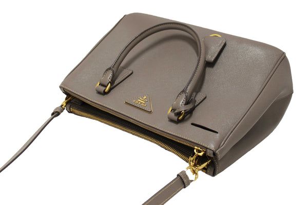 Prada Grey Saffiano Lux Leather Galleria Medium Tote Bag