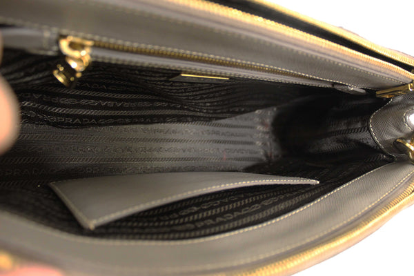 Prada Grey Saffiano Lux Leather Galleria Medium Tote Bag