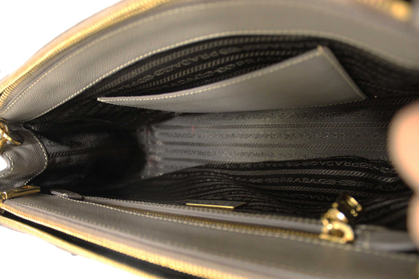 Prada Grey Saffiano Lux Leather Galleria Medium Tote Bag