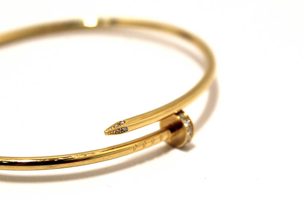 Cartier 18K Yellow Gold with Diamonds Small Juste Un Clou Bracelet Size 19