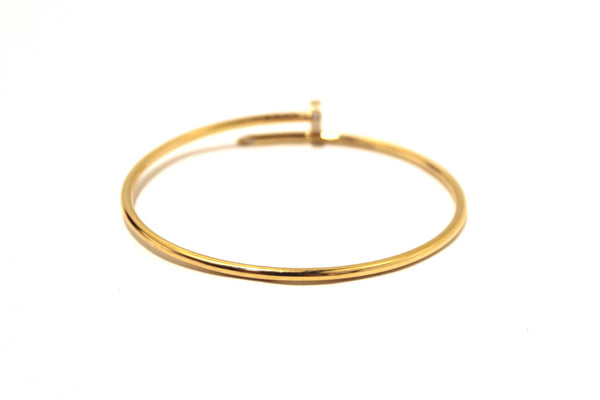 Cartier 18K Yellow Gold with Diamonds Small Juste Un Clou Bracelet Size 19