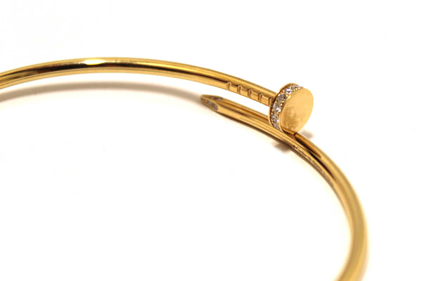 Cartier 18K Yellow Gold with Diamonds Small Juste Un Clou Bracelet Size 19