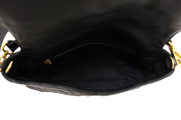 Fendi Black Nappa Leather FF 1974 Embossed Baguette | Italystation.com - Now at italystation.com