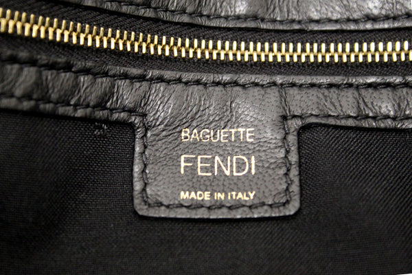 Fendi Black Nappa Leather FF 1974 Embossed Baguette | Italystation.com - Now at italystation.com