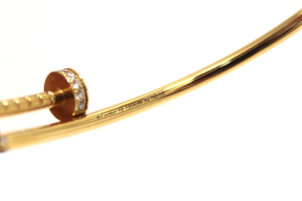 Cartier 18K Yellow Gold with Diamonds Small Juste Un Clou Bracelet Size 19