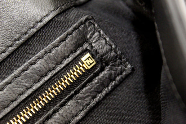 Fendi Black Nappa Leather FF 1974 Embossed Baguette | Italystation.com - Now at italystation.com