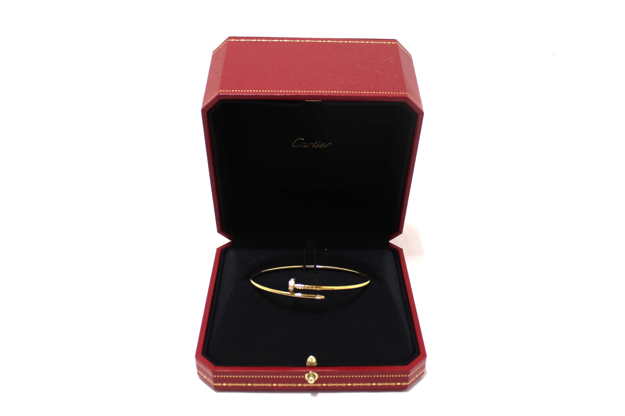 Cartier 18K Yellow Gold with Diamonds Small Juste Un Clou Bracelet Size 19