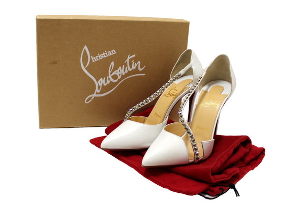 Christian Louboutin White Leather Spike Cross 100 | Italystation.com - Shop Now at italystation.com