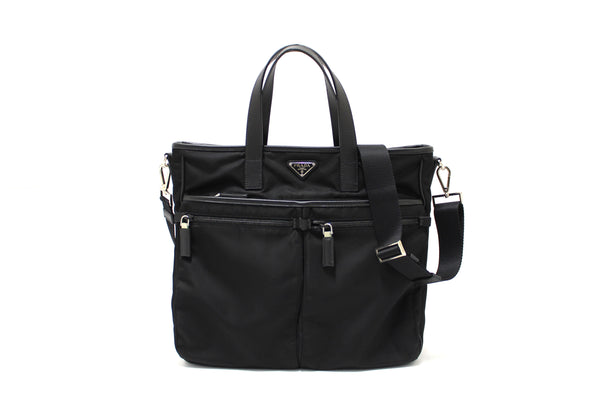 Prada Black Re-Nylon Pocket Tote Shoulder Bag | Italystation.com - Shop Now at italystation.com