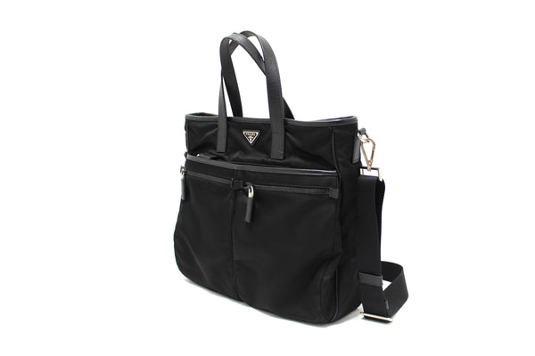 Prada Black Re-Nylon Pocket Tote Shoulder Bag | Italystation.com - Shop Now at italystation.com