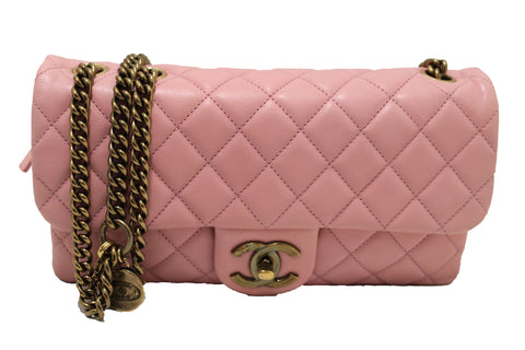 Chanel Pink Calfskin Leather Zipped Back Pocket Calfskin Flap B | Italystation.com - Shop Now at italystation.com