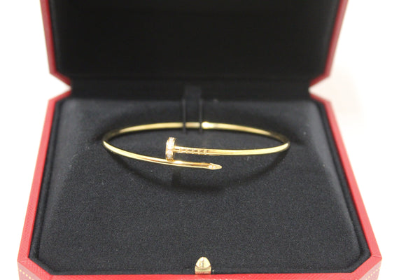 Cartier 18K Yellow Gold with Diamonds Small Juste Un Clou Bracelet Size 19