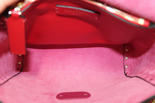 NEW Valentino Garavani Pink Pebbled Calfskin Rockstud Flip Lock Flap Messenger Bag