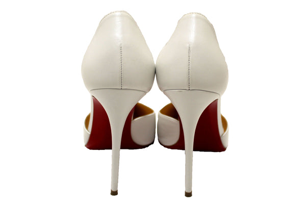 Christian Louboutin White Leather Spike Cross 100 | Italystation.com - Shop Now at italystation.com