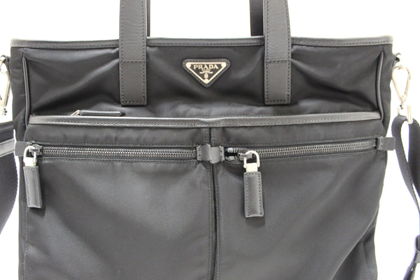 Prada Black Re-Nylon Pocket Tote Shoulder Bag | Italystation.com - Shop Now at italystation.com