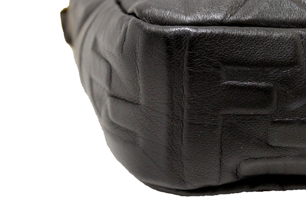 Fendi Black Nappa Leather FF 1974 Embossed Baguette | Italystation.com - Now at italystation.com