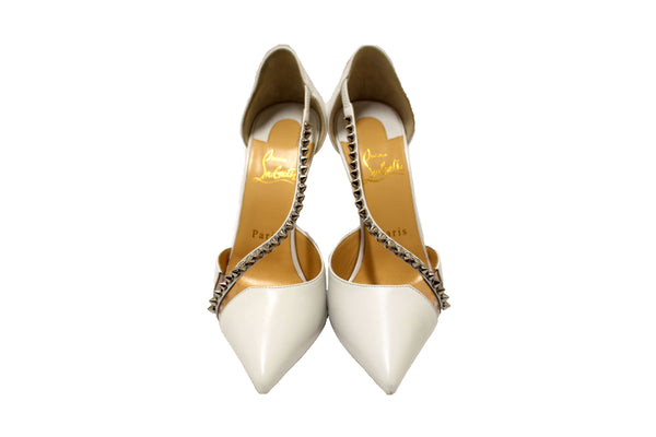 Christian Louboutin White Leather Spike Cross 100 | Italystation.com - Shop Now at italystation.com