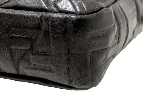 Fendi Black Nappa Leather FF 1974 Embossed Baguette | Italystation.com - Now at italystation.com