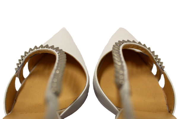 Christian Louboutin White Leather Spike Cross 100 | Italystation.com - Shop Now at italystation.com