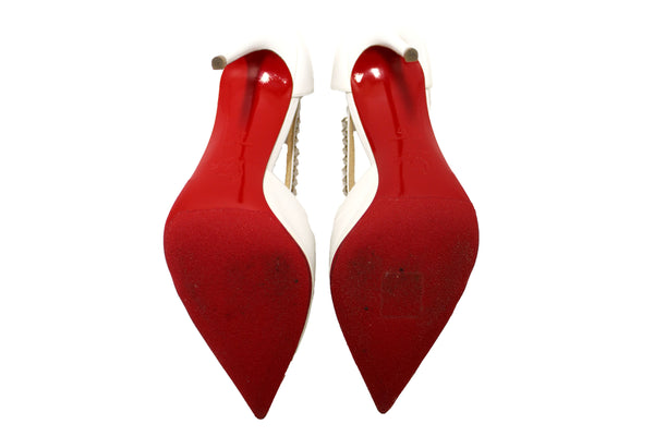 Christian Louboutin White Leather Spike Cross 100 | Italystation.com - Shop Now at italystation.com