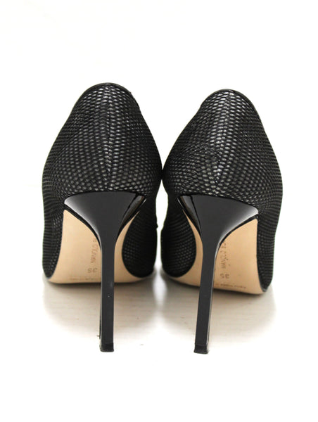 Manolo Blahnik BBMilky 105 Black/White Fabric Mesh Pumps Size 35
