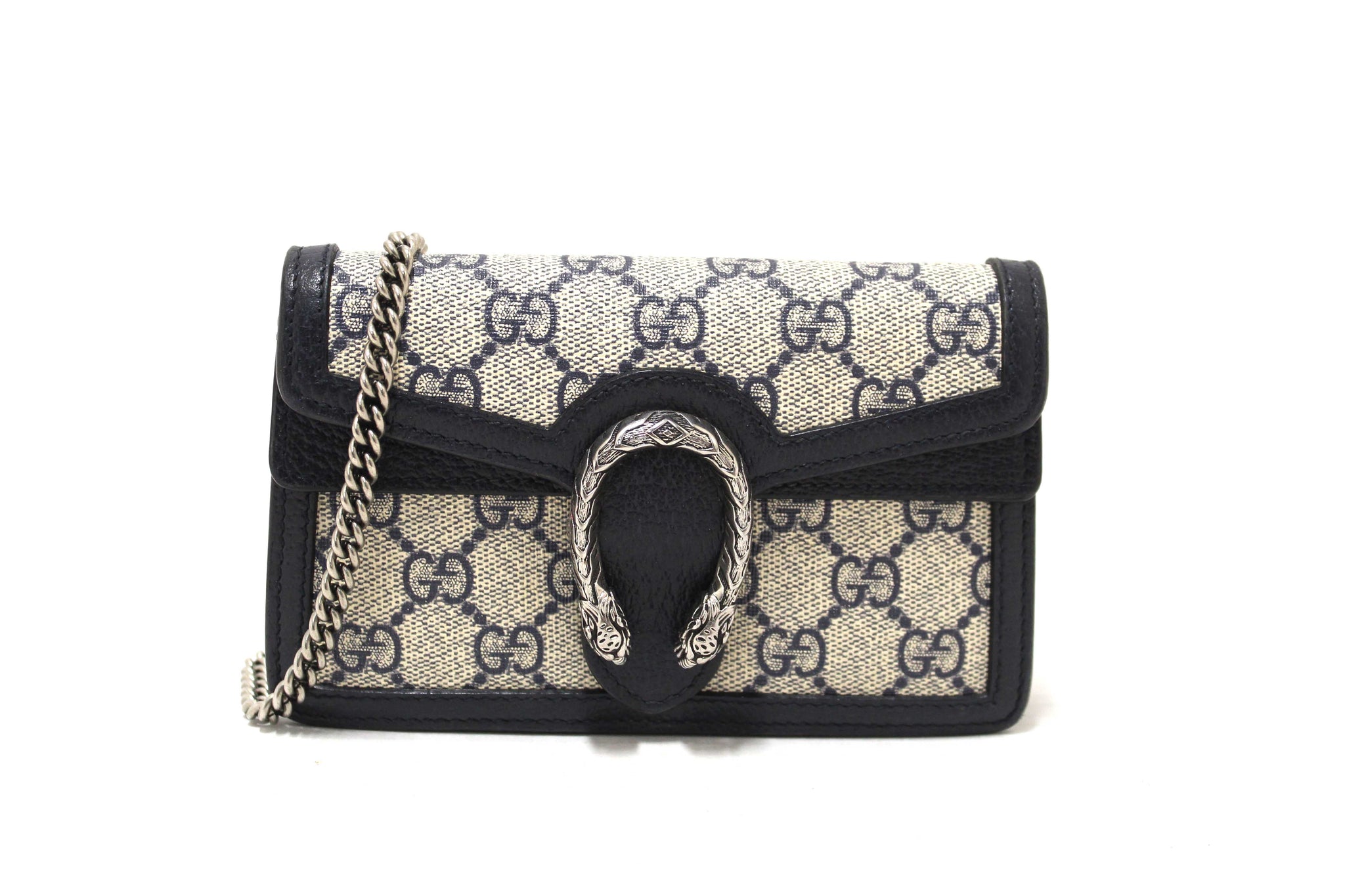 Gucci Blue and Beige GG Supreme Dionysus Super Mini Bag