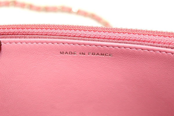 Chanel Pink Quilted Lambskin Leather Wallet On Chain WOC Messenger Bag