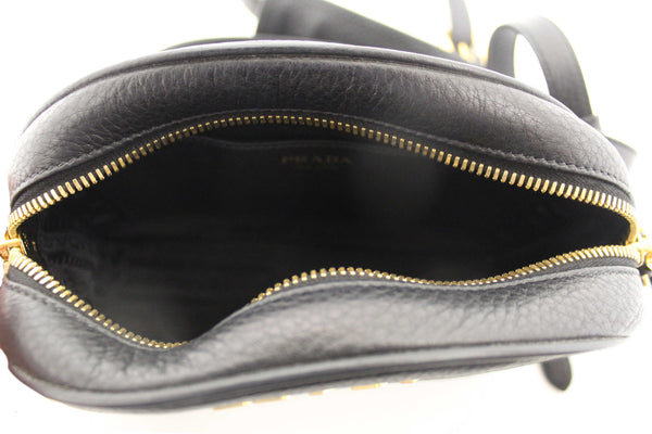 Prada Black Vitello Daino Bauletto Leather Messenger Bag