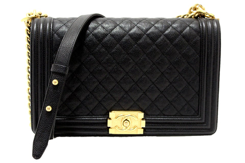 Chanel Black Quilted Caviar Leather New Medium Boy Shoulder Bag | Italystation.com - Shop Now at italystation.com