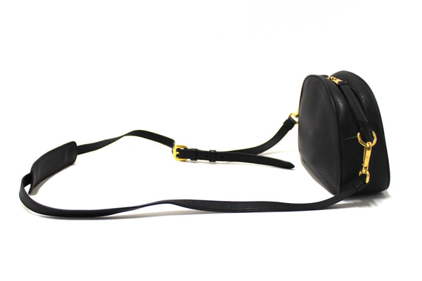 Prada Black Vitello Daino Bauletto Leather Messenger Bag