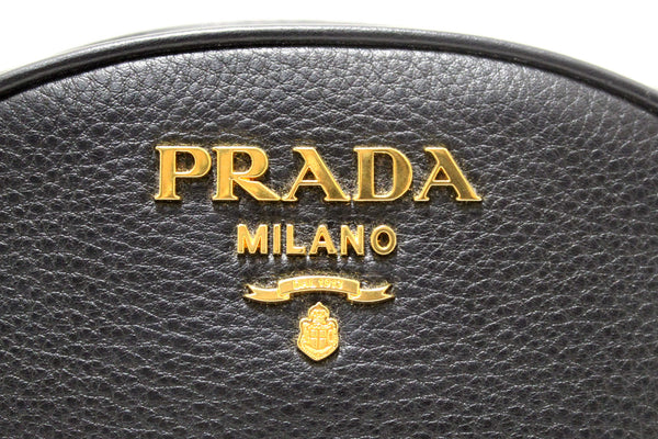 Prada Black Vitello Daino Bauletto Leather Messenger Bag